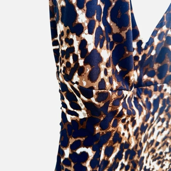 Lauren Ralph Lauren Faux Wrap Ruched Leopard Print Cocktail Dress - Picture 2 of 6